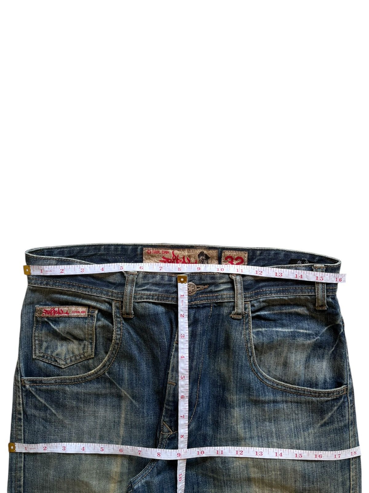 Tribal Streetwear Vintage Japanese Brand Tribal Mud Wash Distress Baggy Jeans Size US 32 / EU 48 - 12 Thumbnail