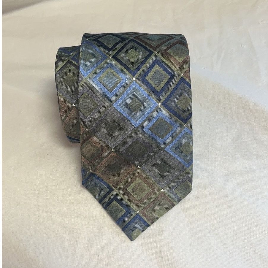 Joseph Abboud Joe Joseph Abboud Geometric Patterned Silk Necktie Size ONE SIZE - 2 Thumbnail