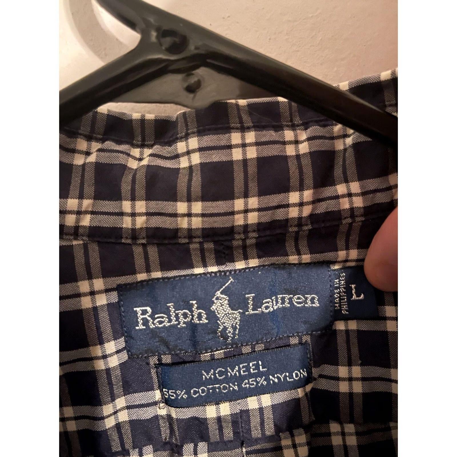 Polo Ralph Lauren Polo Ralph Lauren Button-Up Shirt L/S Plaid Navy Blue McMeel - Men's L - Cotton Blend - Polo Pony Logo - Casual Shirt Size US L / EU 52-54 / 3 - 3 Thumbnail