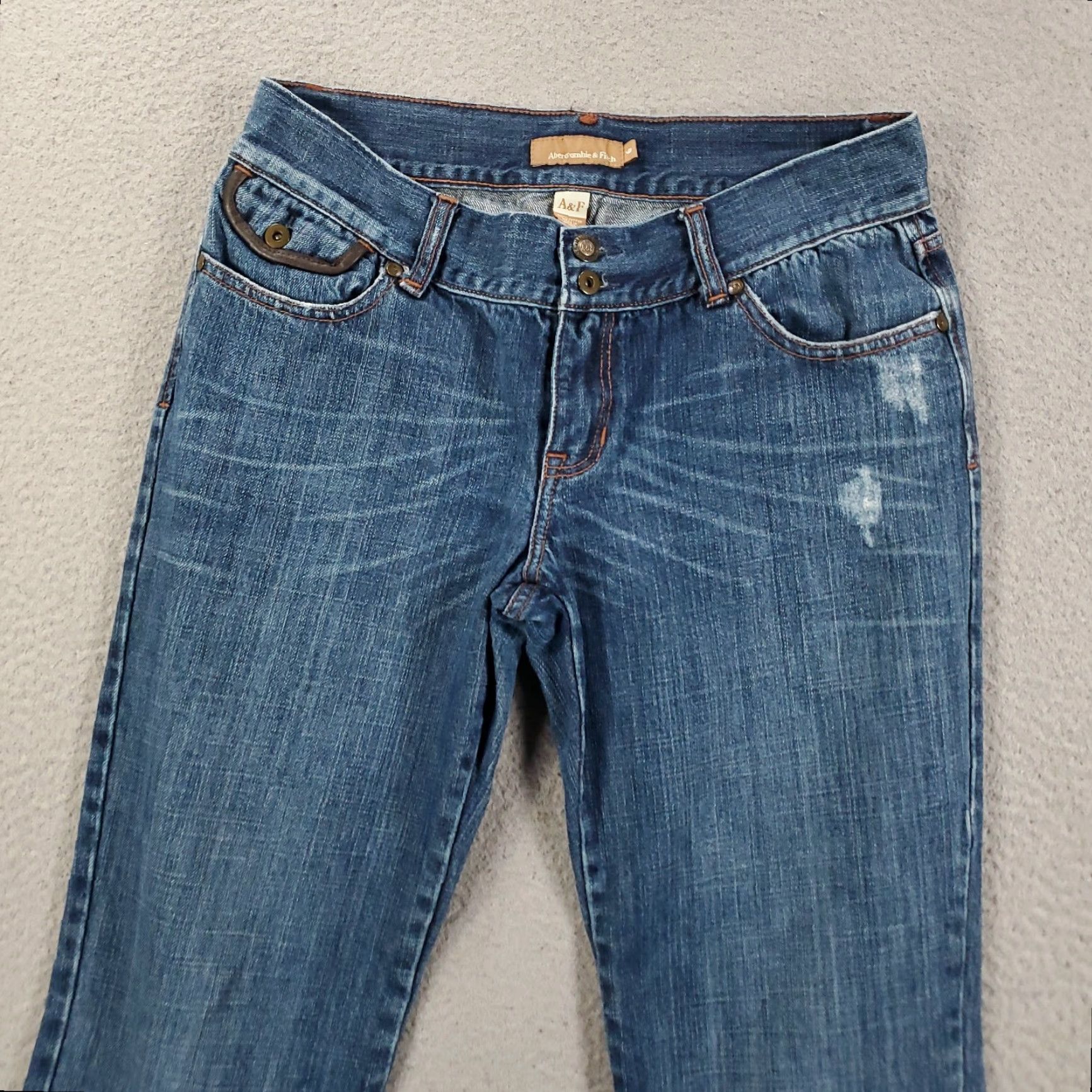 Abercrombie & Fitch Abercrombie & Fitch Jeans Womens Size 6 Straight 5-Pocket Denim Distressed Blue Flap Pockets Y2K Size 28" / US 6 / IT 42 - 2 Thumbnail