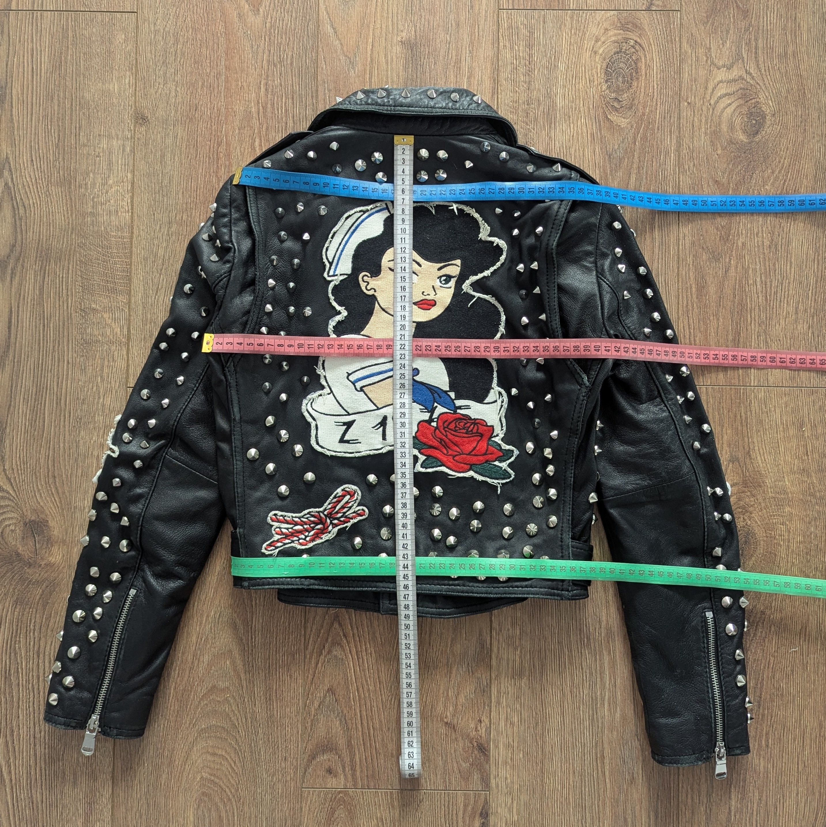 Zara Zara Studded cMotorcycle Biker Jacket Sailor Patches Size XS / US 0-2 / IT 36-38 - 23 Thumbnail