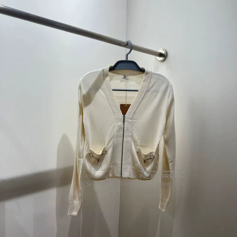 Hermes Hermes Solid Color Horsebit Zip-up Knit Cardigan Size XXS / US 00 / IT 34 - 1 Thumbnail