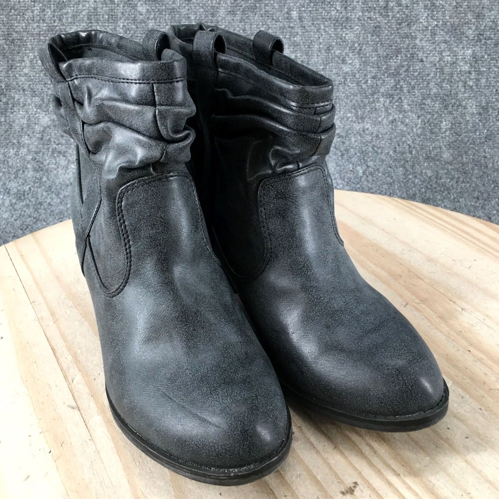 Vintage K9 By Rocket Dog Boots Womens 9.5 M Pull On Ankle Bootie Blue Faux Leather Heels Boots Size US 10 / IT 40 - 3 Thumbnail