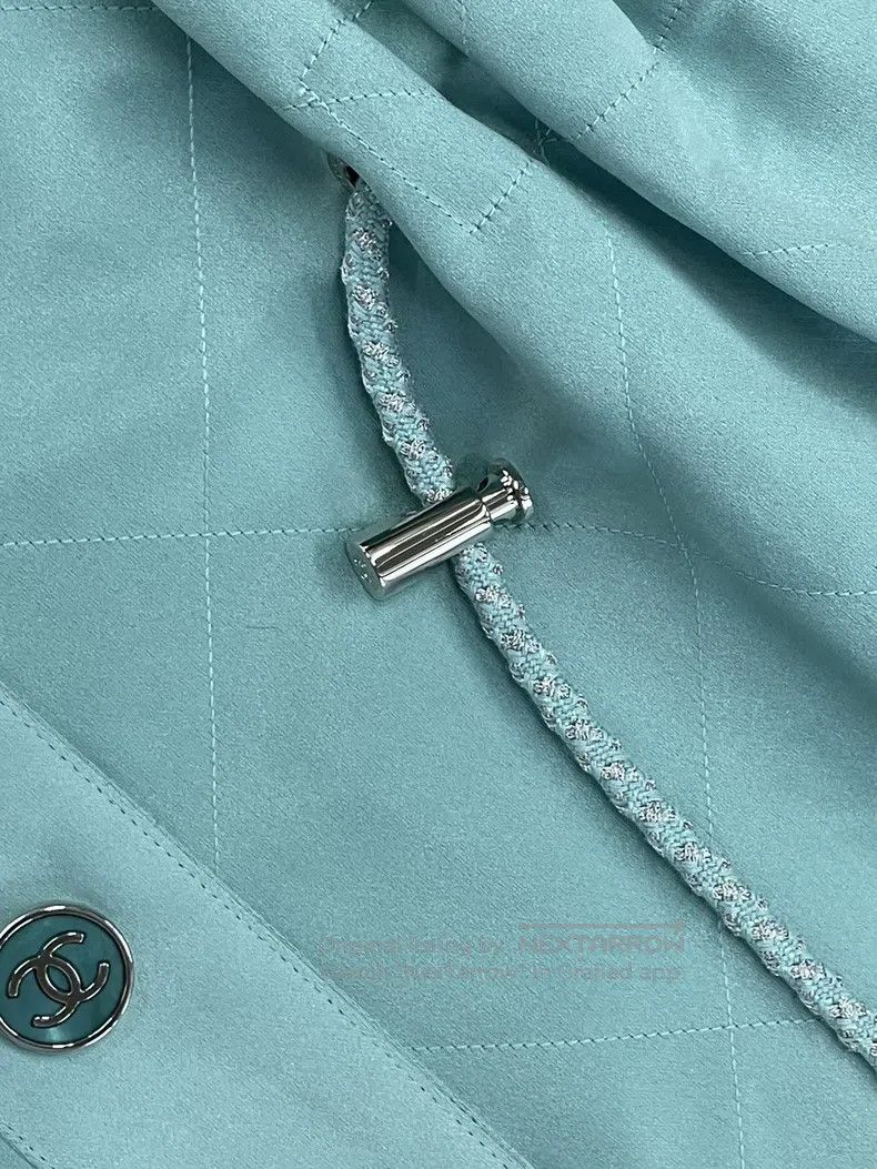 Chanel Chanel 23P Lake Blue Silk Drawstring Windbreaker Jacket Size XXS / US 00 / IT 34 - 3 Thumbnail