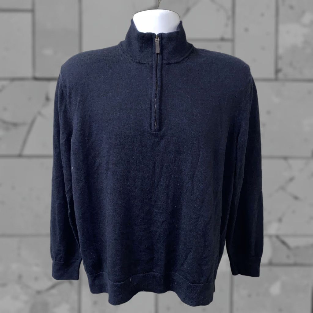 UNTUCKit UNTUCKIT Sweater Shirt 2XL Navy Blue Merino Wool 1/2 Zip Pullover Mens Regular Size 2XL Navy Merino 1/2 Zip Pullover Mens 2XL Size US XXL / EU 58 / 5 - 1 Thumbnail