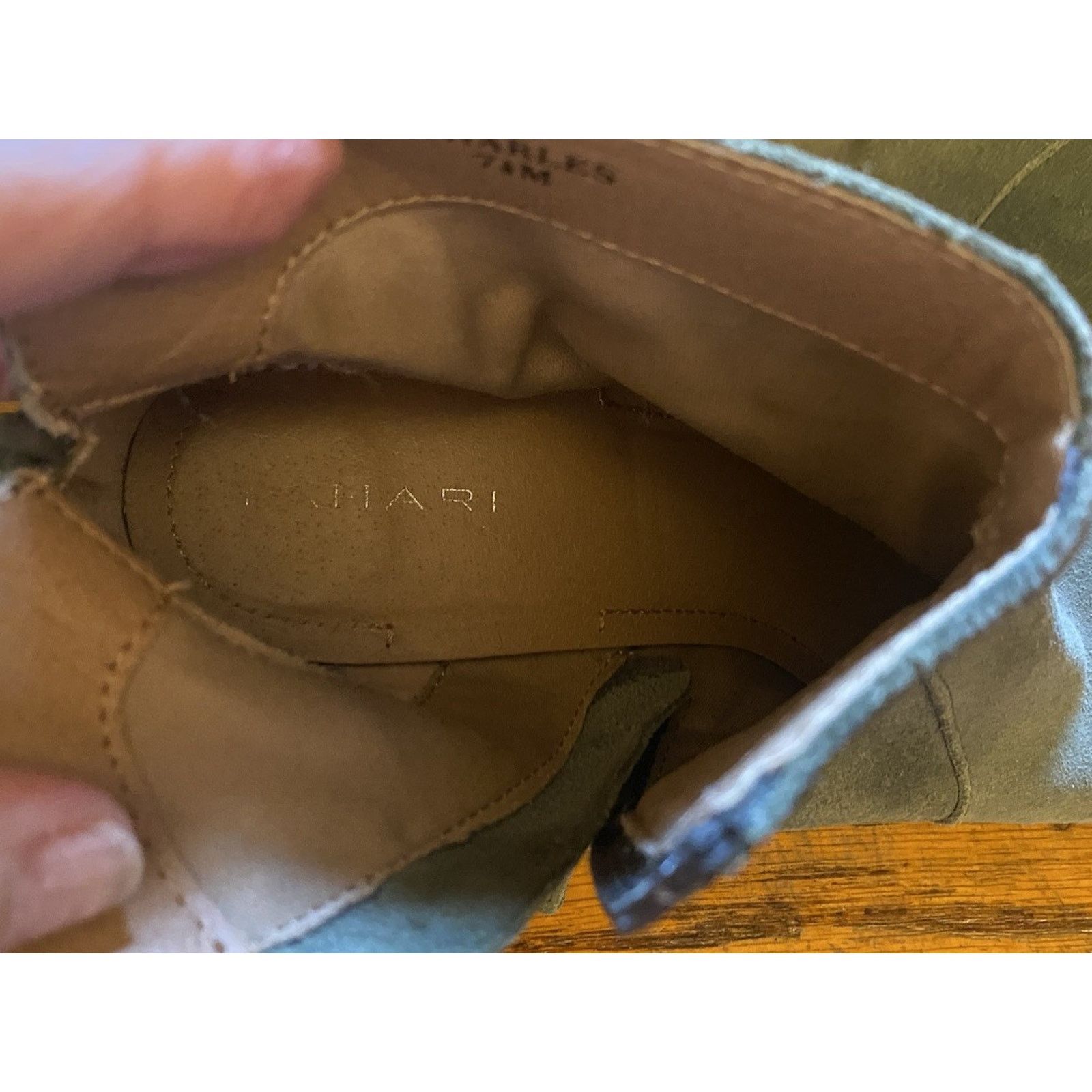 Elie Tahari Tahari Womens Boots 7.5M Green Suede Leather Lace Up Heel Size US 7.5 / IT 37.5 - 10 Thumbnail