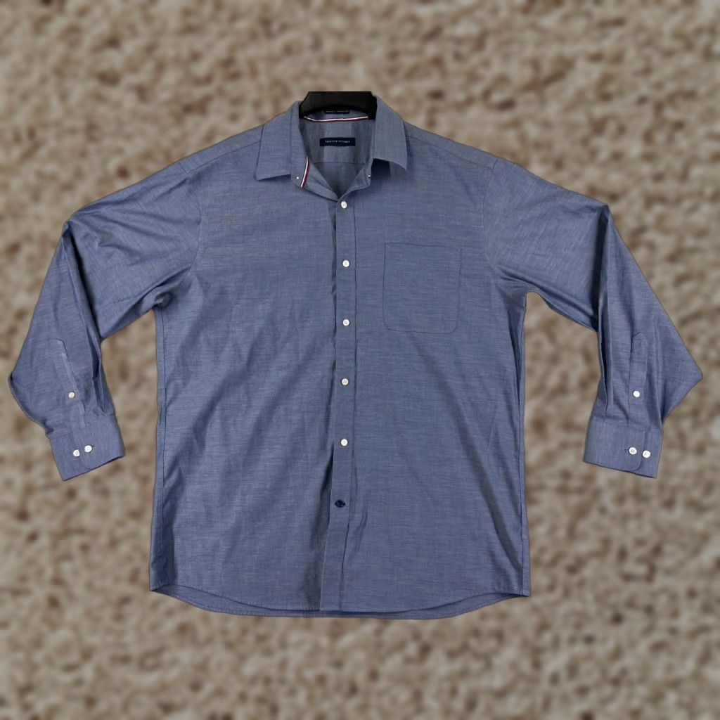 Tommy Hilfiger Tommy Hilfiger Shirt Men 17 Blue Wrinkle Free 34-35 Button Up Regular Fit Pocket Size US XL / EU 56 / 4 - 1 Thumbnail
