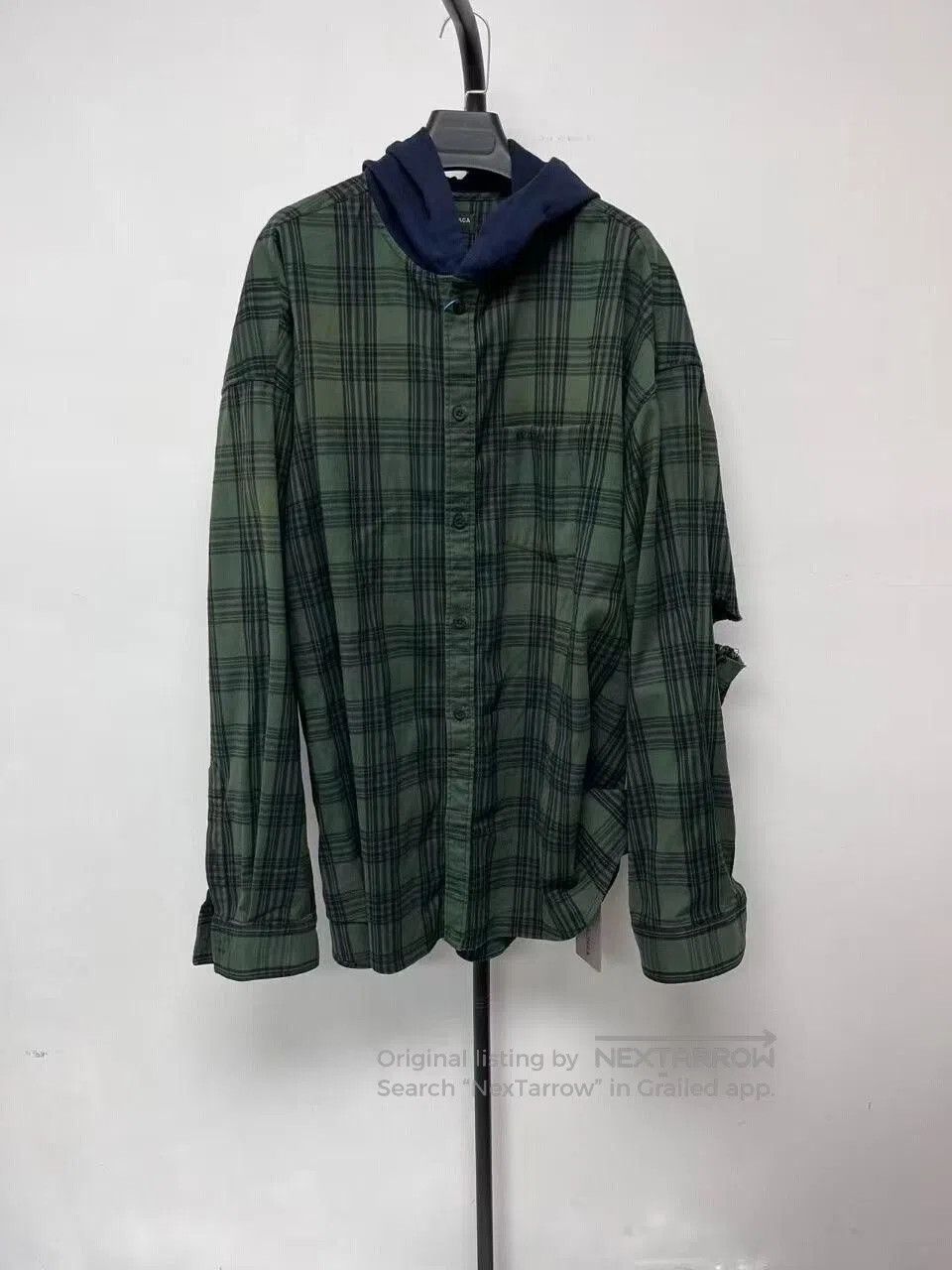 Balenciaga Color Block Plaid Long Sleeve Shirt.