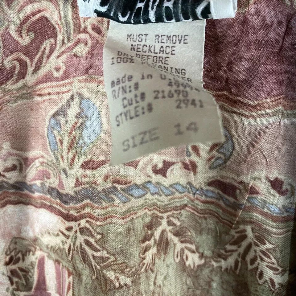 Vintage R&M Richards Dress Women's 14 Floral Cardigan Neckless NWD Size XL / US 12-14 / IT 48-50 - 4 Thumbnail