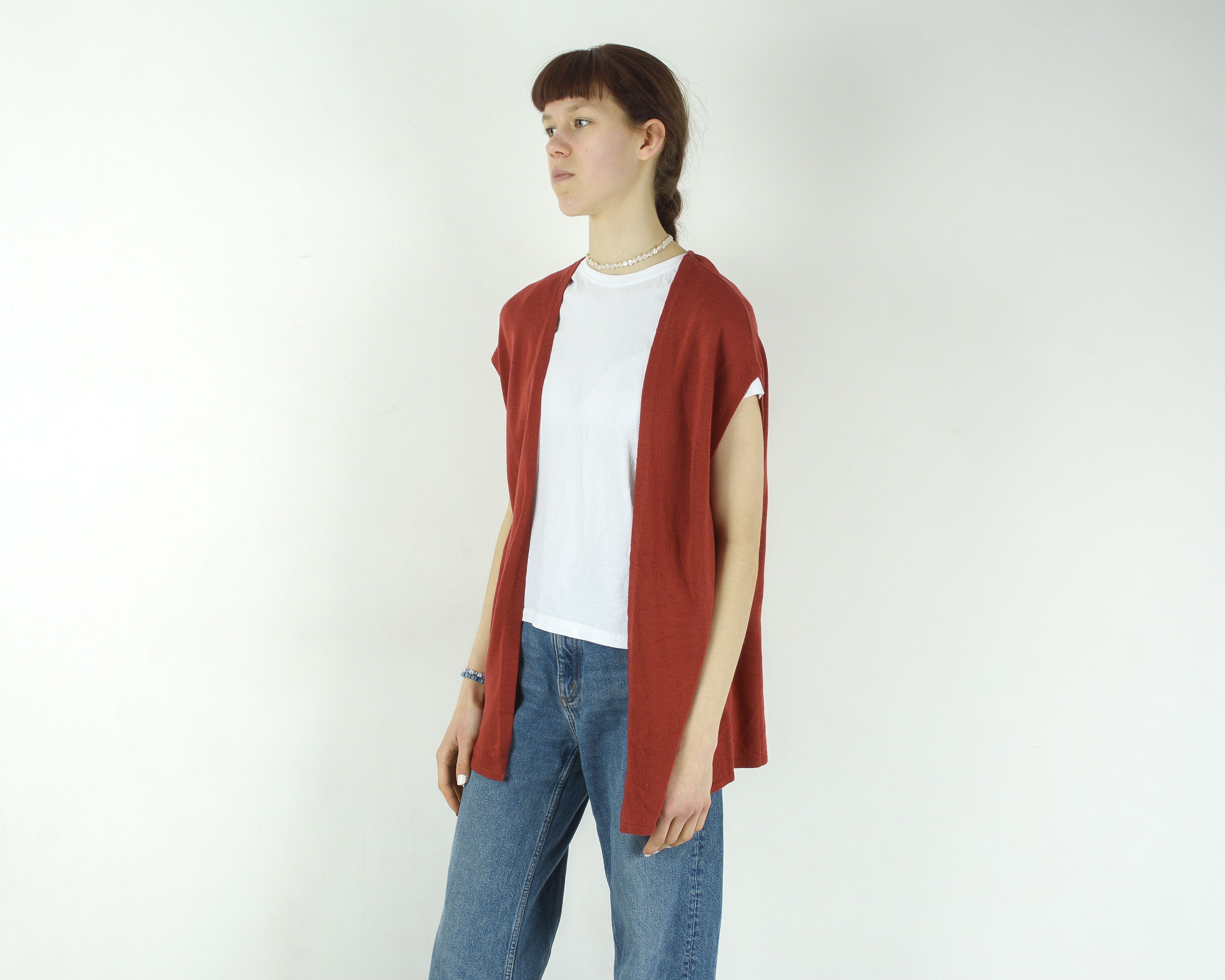 Other × Vintage AMBRIA Sleeveless Waistcoat Light Tank Vest No Closure Gilet Size M / US 6-8 / IT 42-44 - 2 Thumbnail