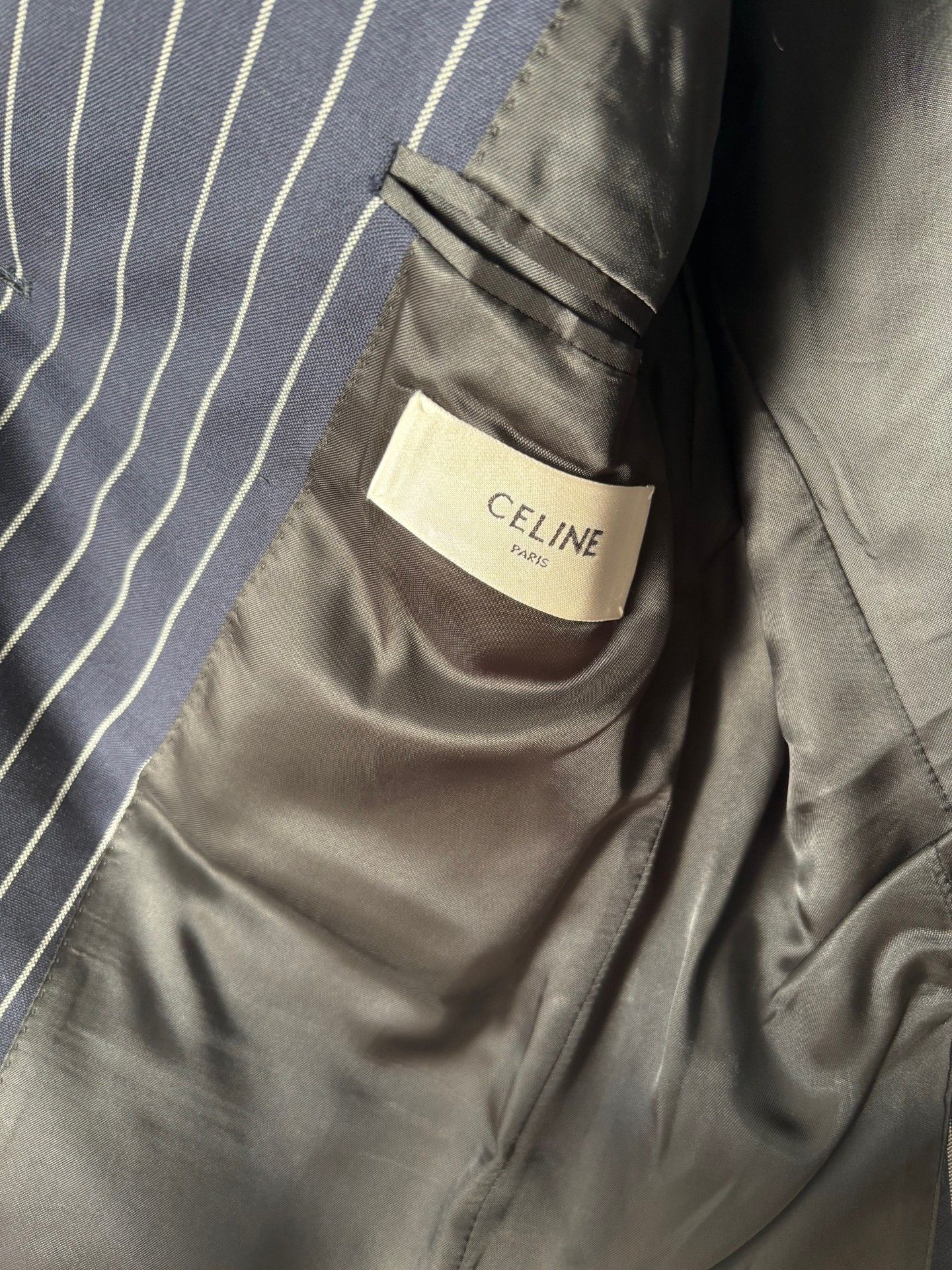 Celine Navy Pinstripe Suit 44/XS- Pinstripe Hedi Slimane Size 44R - 4 Thumbnail