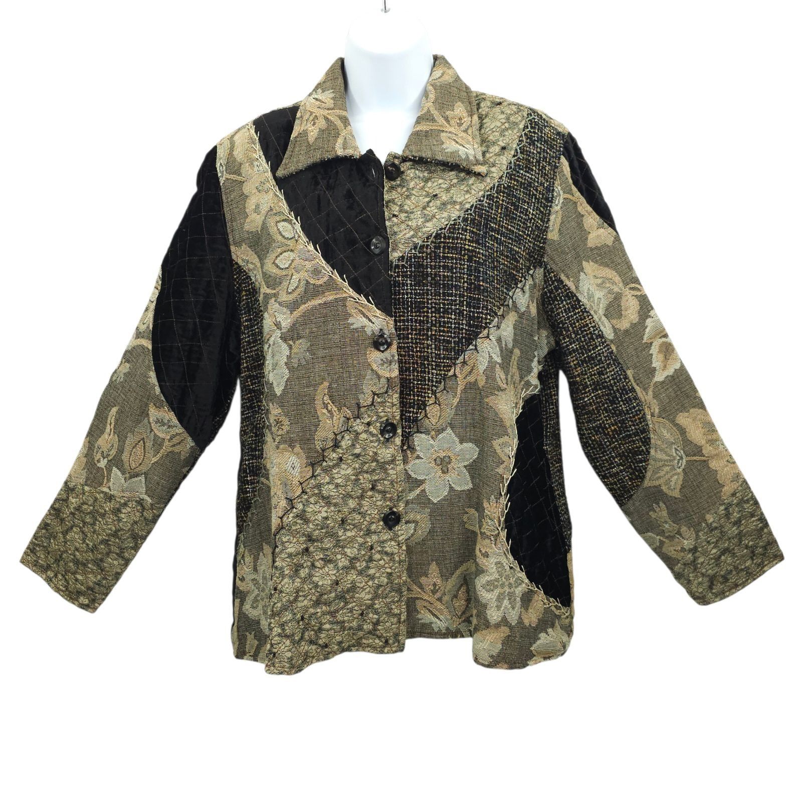 Other Yak Magik Jacket XL Floral Tapestry Patchwork Quilted Velvet Size XL / US 12-14 / IT 48-50 - 1 Thumbnail