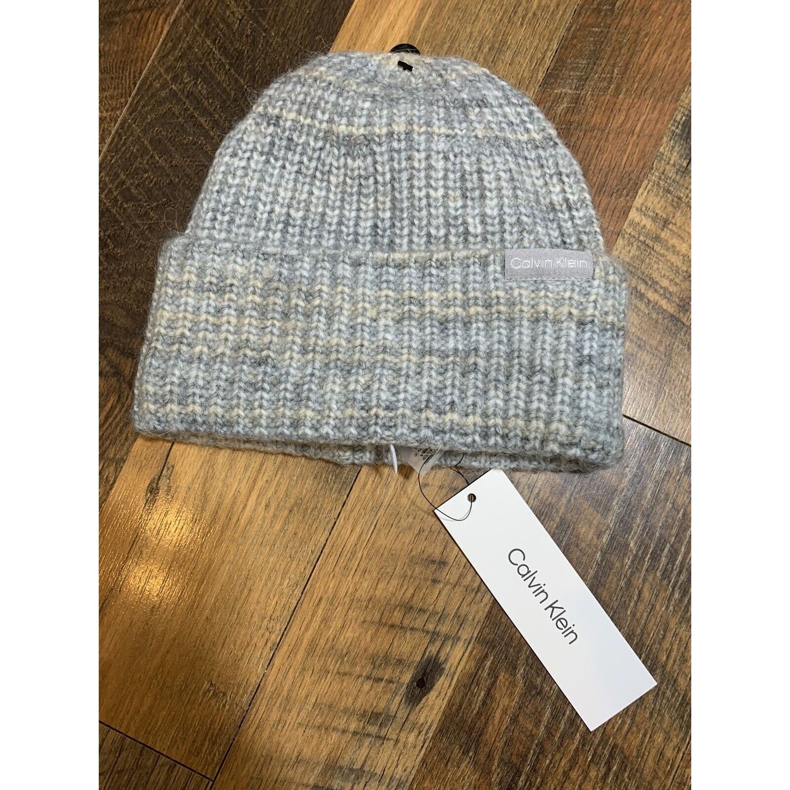 Calvin Klein Calvin Klein Beanie Winter Hat Cap One Size Cream Gray Size ONE SIZE - 1 Thumbnail