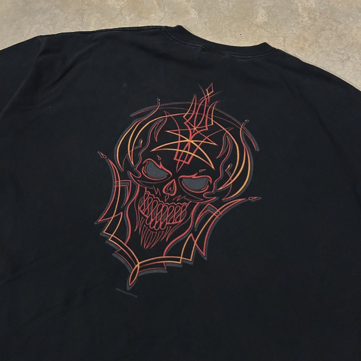 JNCO × Vintage Vintage 2000s Skull Tribal Oversized Tee Skater Cyber Faded Size US XXL / EU 58 / 5 - 2 Thumbnail
