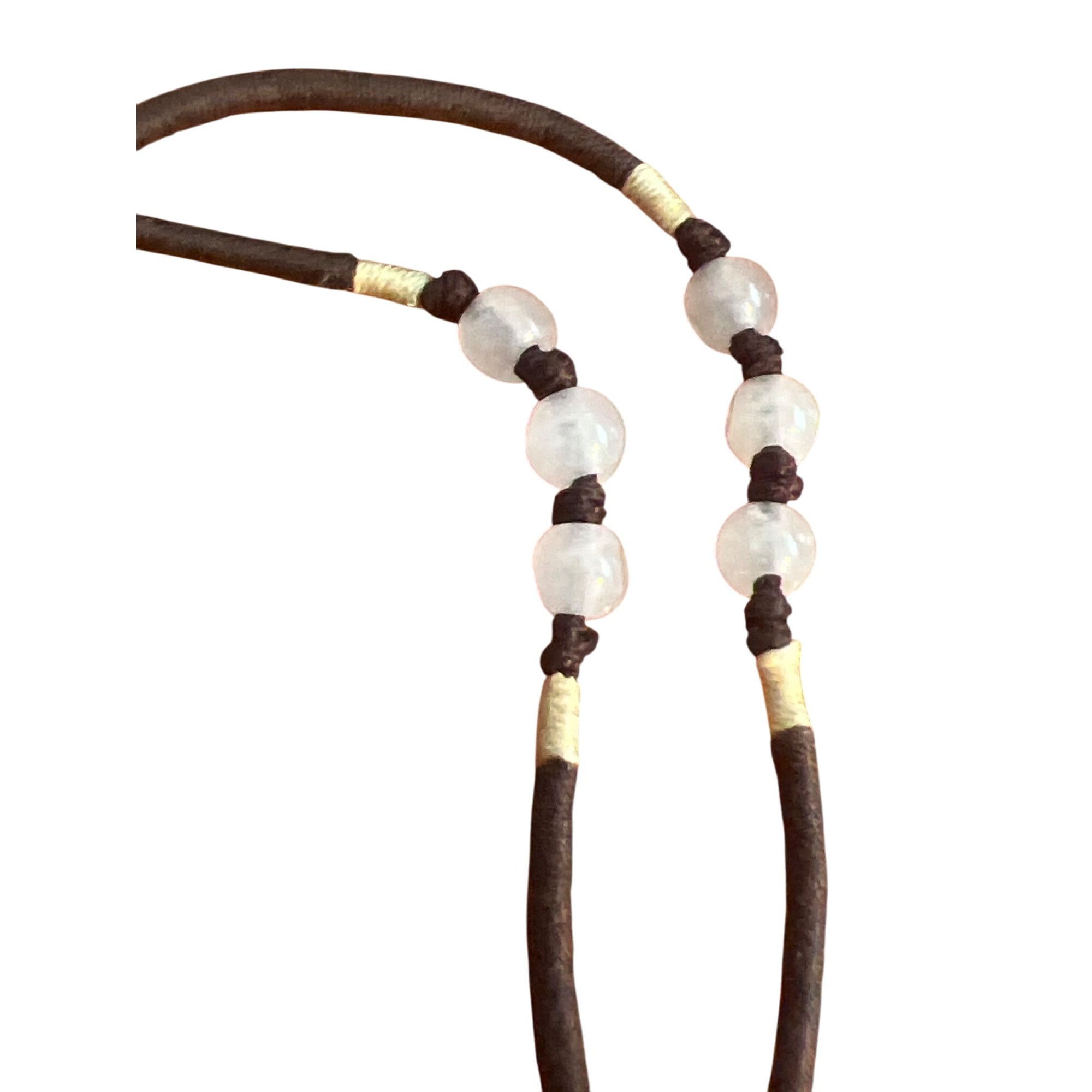 Other Elephant Light Green Jade Pendant Necklace Brown Cord Beads Size ONE SIZE - 3 Thumbnail
