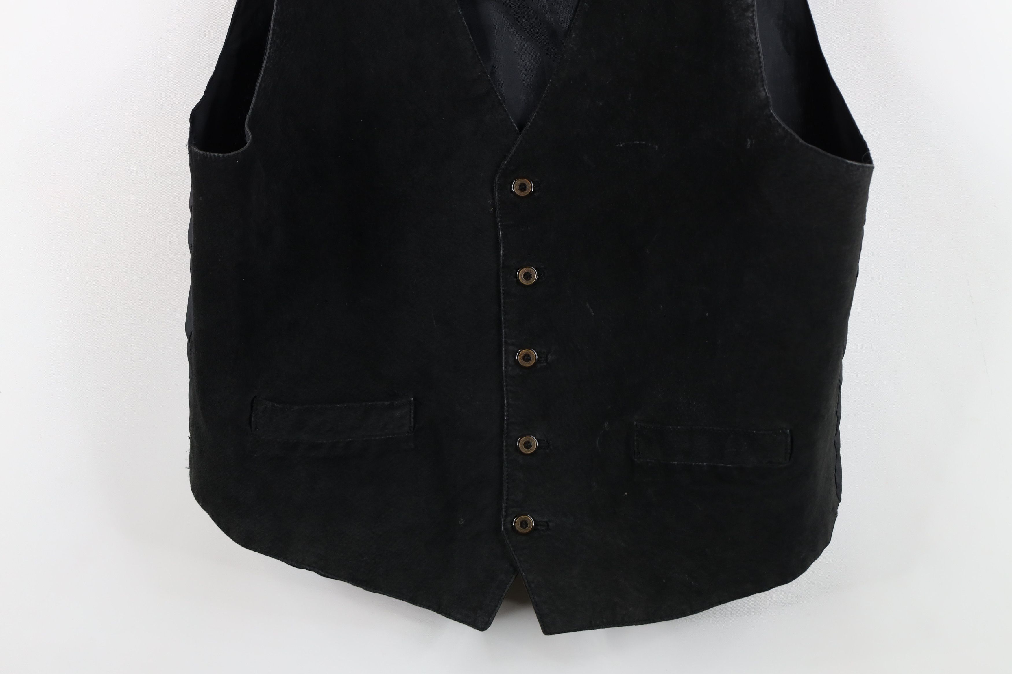 Vintage Vintage 90s Streetwear Suede Leather Vest Jacket Black Size US XL / EU 56 / 4 - 3 Thumbnail