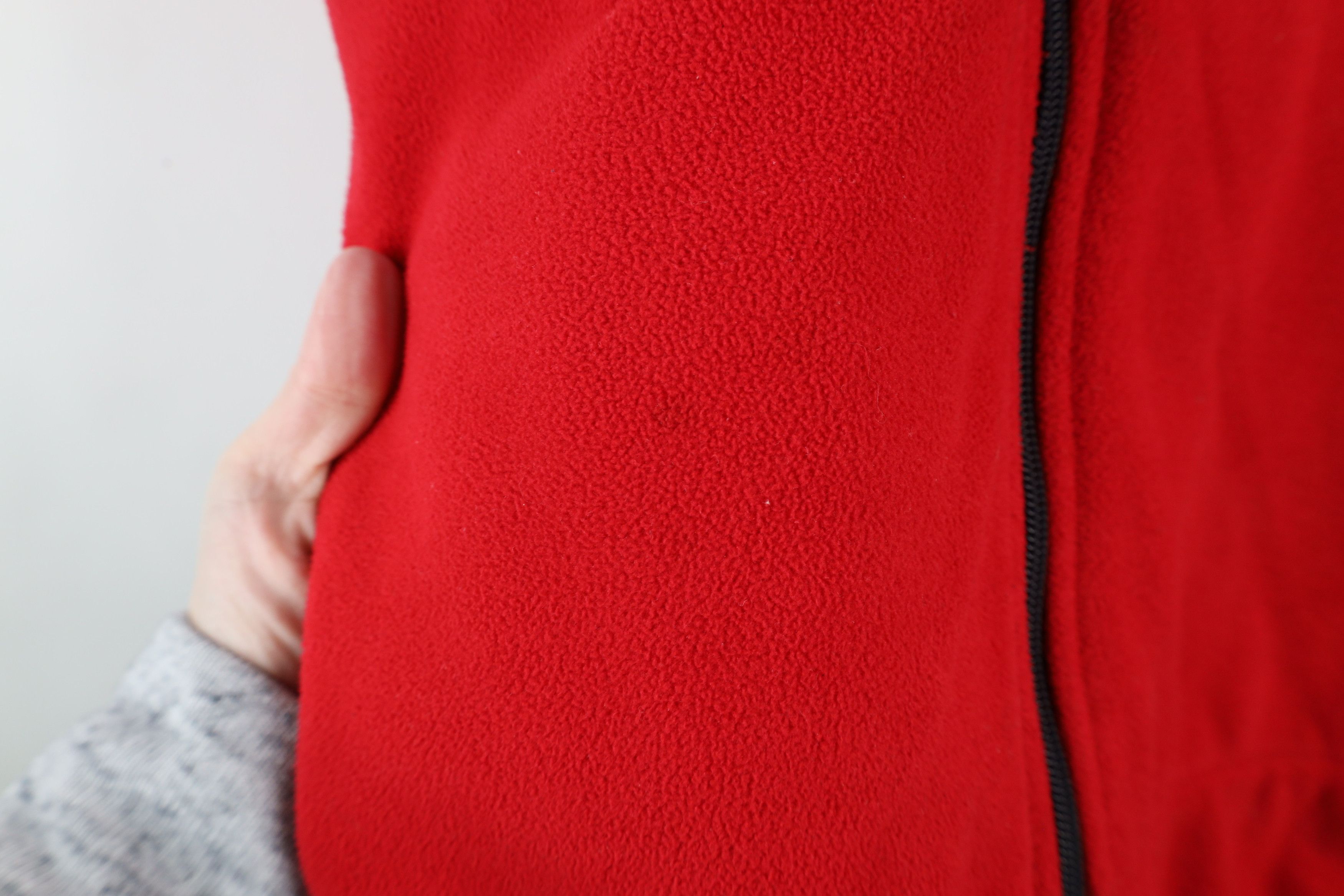 Lands' End × Vintage Vintage 90s Lands End Faded Blank Full Zip Fleece Jacket Red Size US M / EU 48-50 / 2 - 4 Thumbnail