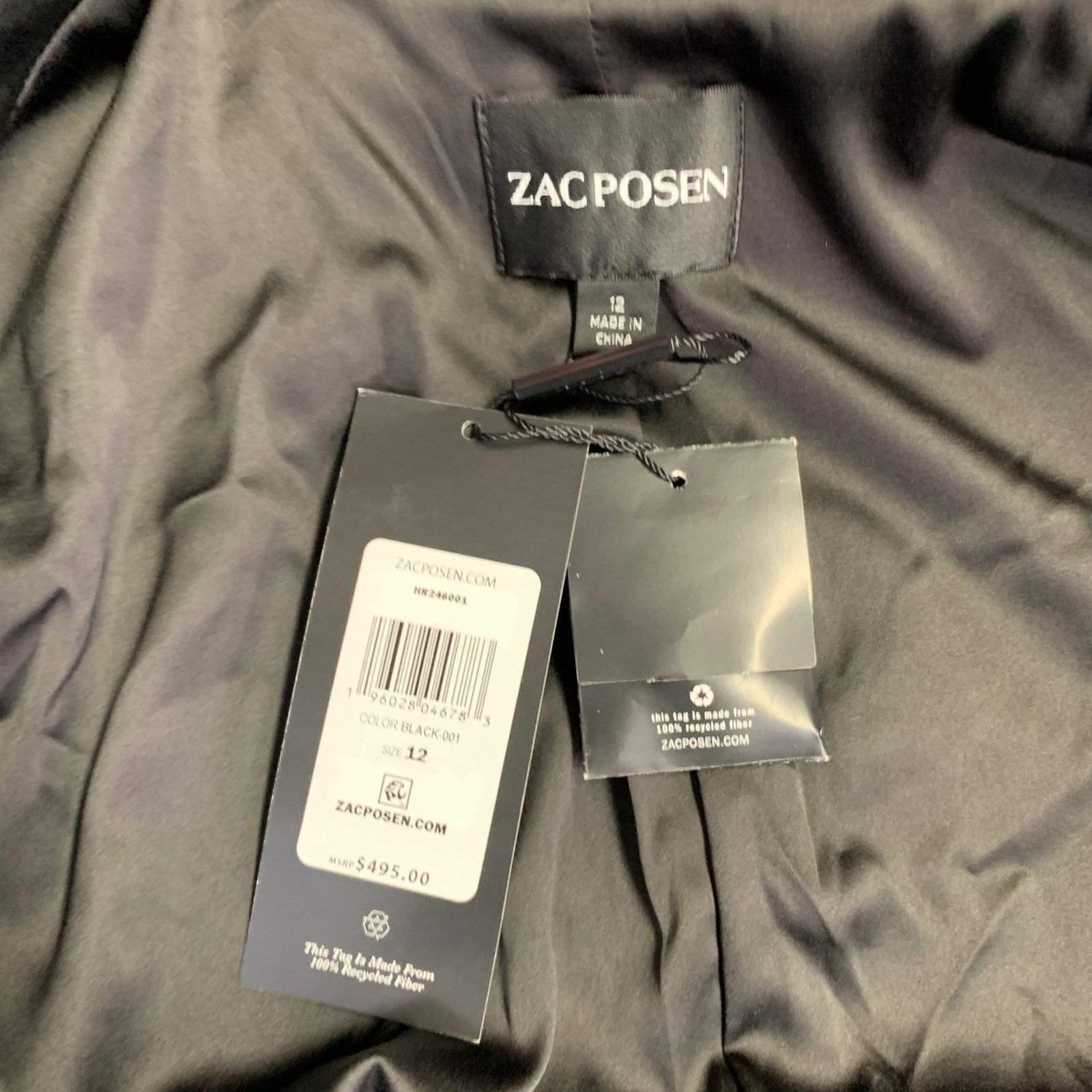 Zac Posen Black Polyester Shawl Collar Single Button Jacket Blazer Size XL / US 12-14 / IT 48-50 - 6 Thumbnail