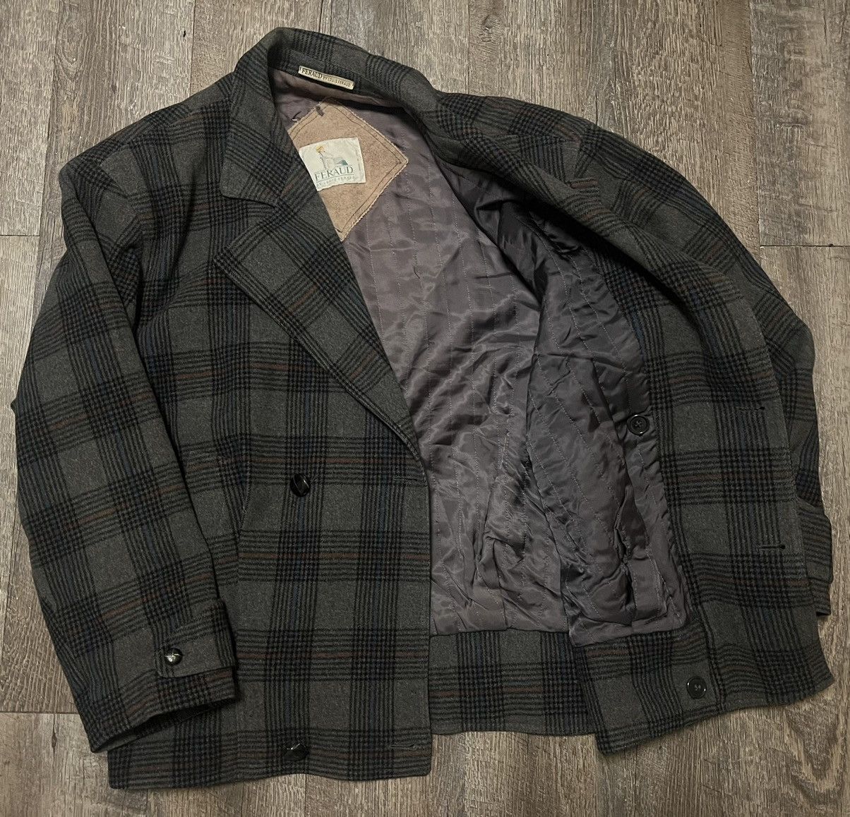 Louis Feraud × Vintage Vintage Feraud Wool Plaid Blazer Coat Size 48 Size 48R - 3 Thumbnail