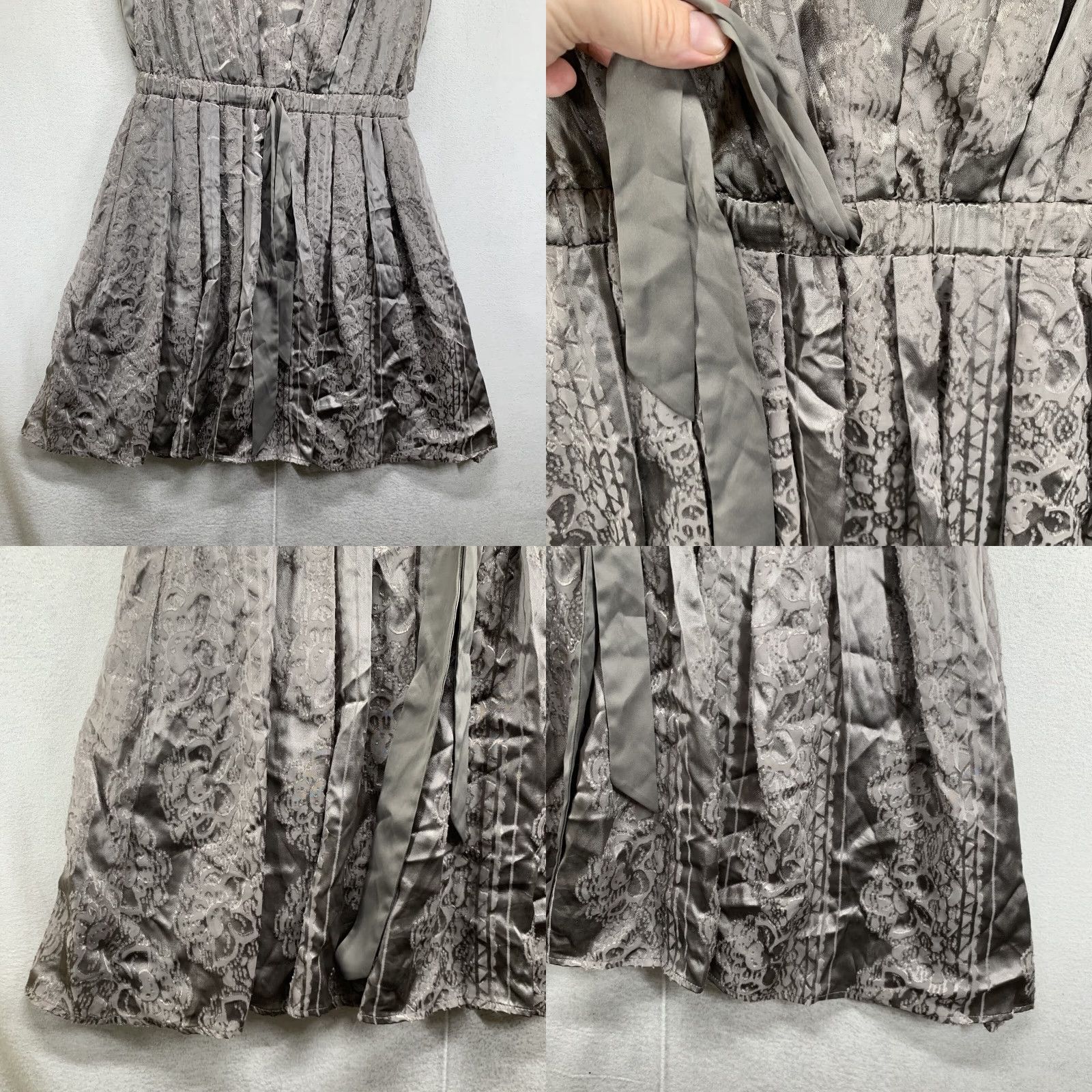 Jessica Simpson Jessica Simpson Dress Velvet Dark Silver Gray Pleats Sheer Size Medium Stretch Size M / US 6-8 / IT 42-44 - 8 Thumbnail