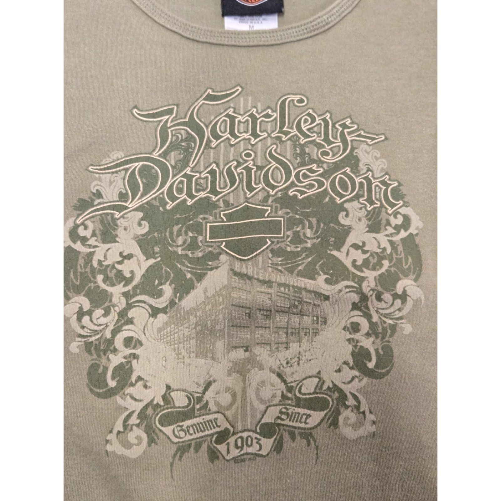 Harley Davidson Harley-Davidson Shirt Womens Medium Tank Sleeveless Green Made in USA Twin Cities Biker 1903 Crew Neck Size M / US 6-8 / IT 42-44 - 2 Thumbnail