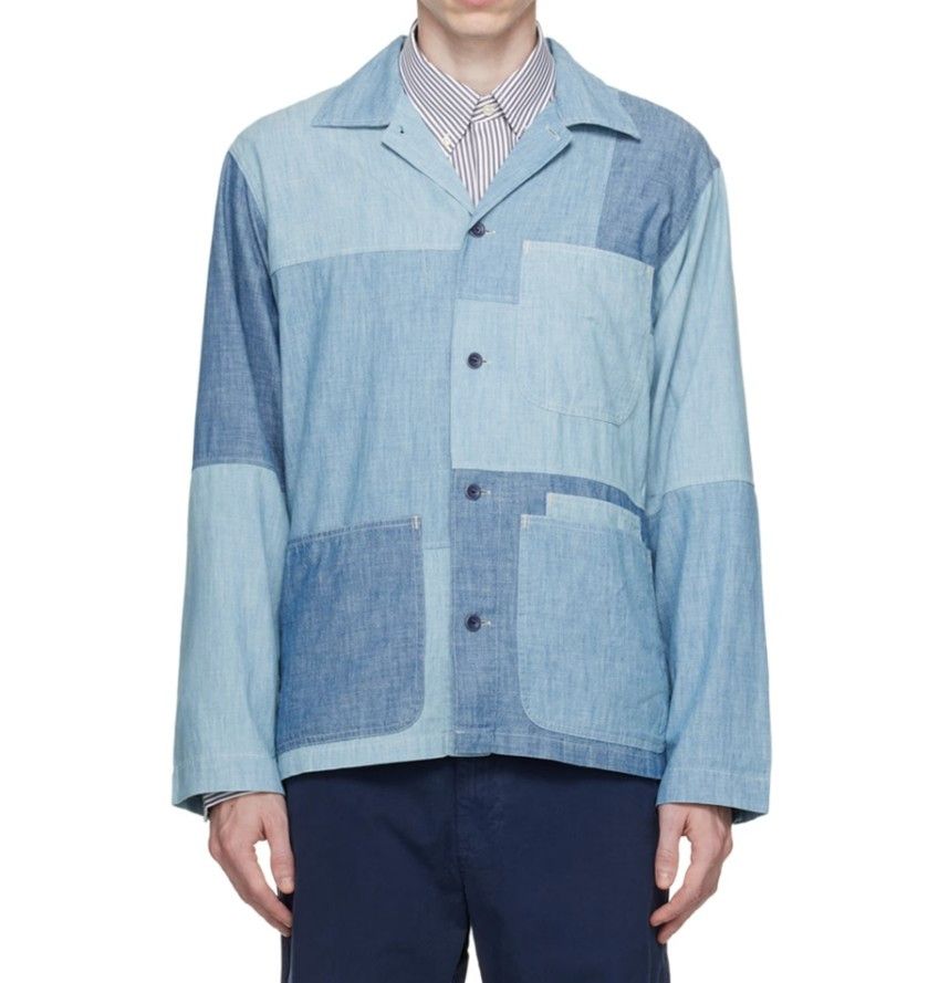 image of Polo Ralph Lauren Blue Patchwork Overshirt in Indigo, Men's (Size Medium)