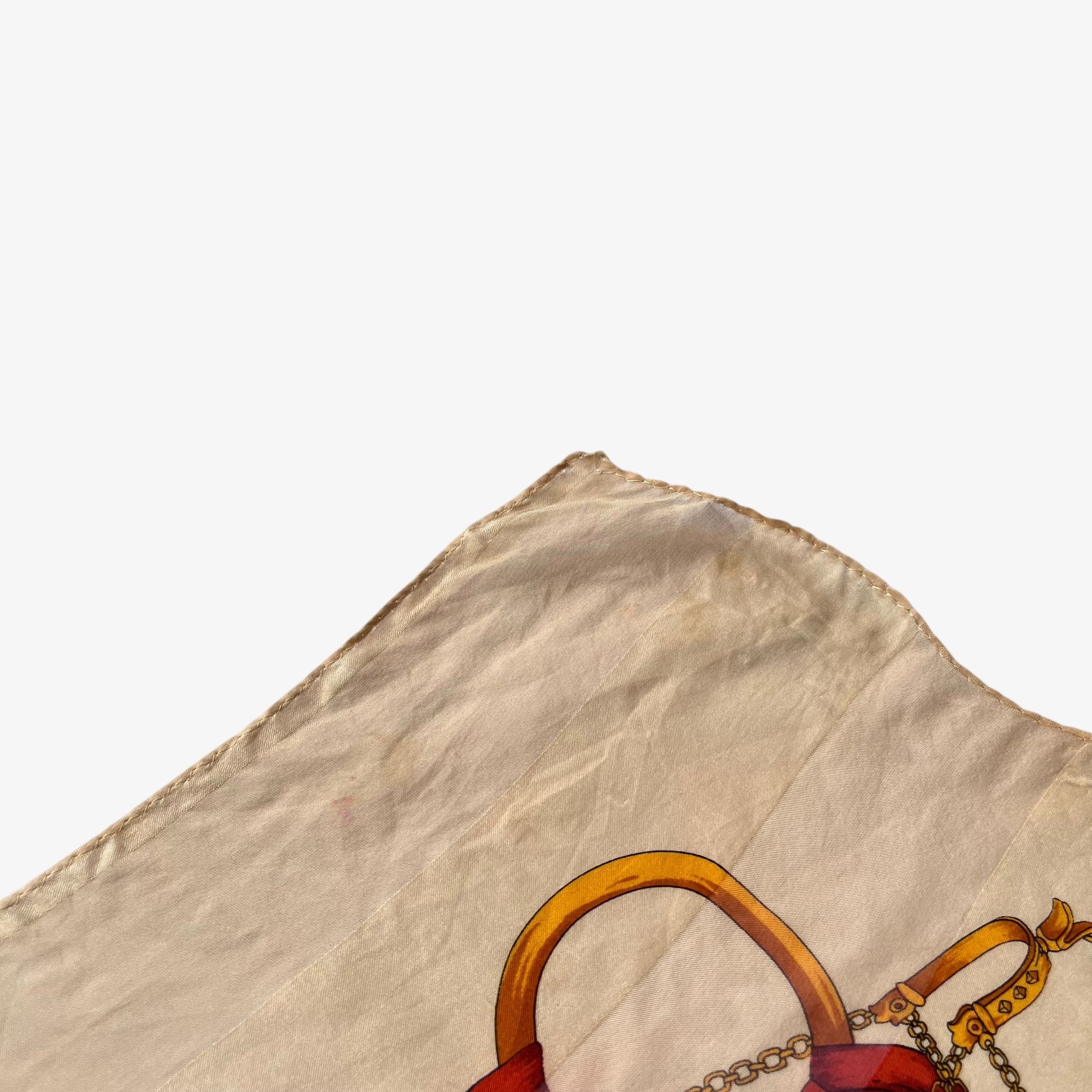 Paolo Gucci Vintage 80s Paolo Gucci Equestrian Buckle Print Silk Scarf Size ONE SIZE - 7 Thumbnail