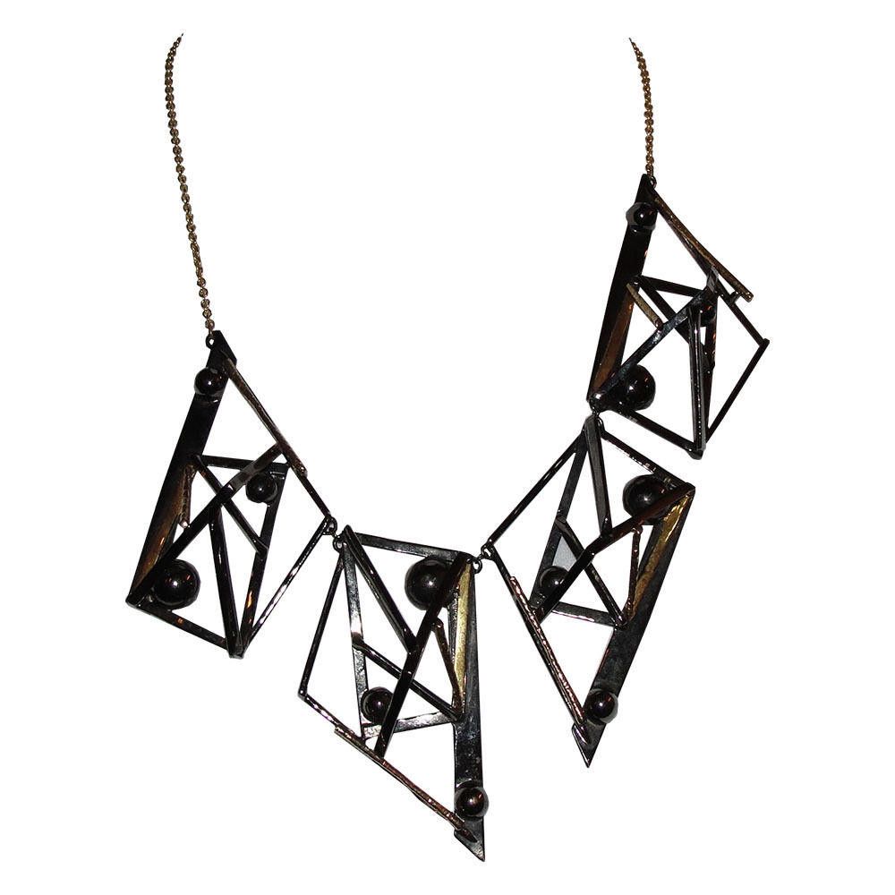 Designer Alexis Bittar Abstract Two Tone Metal Bib Necklace Size ONE SIZE - 1 Thumbnail