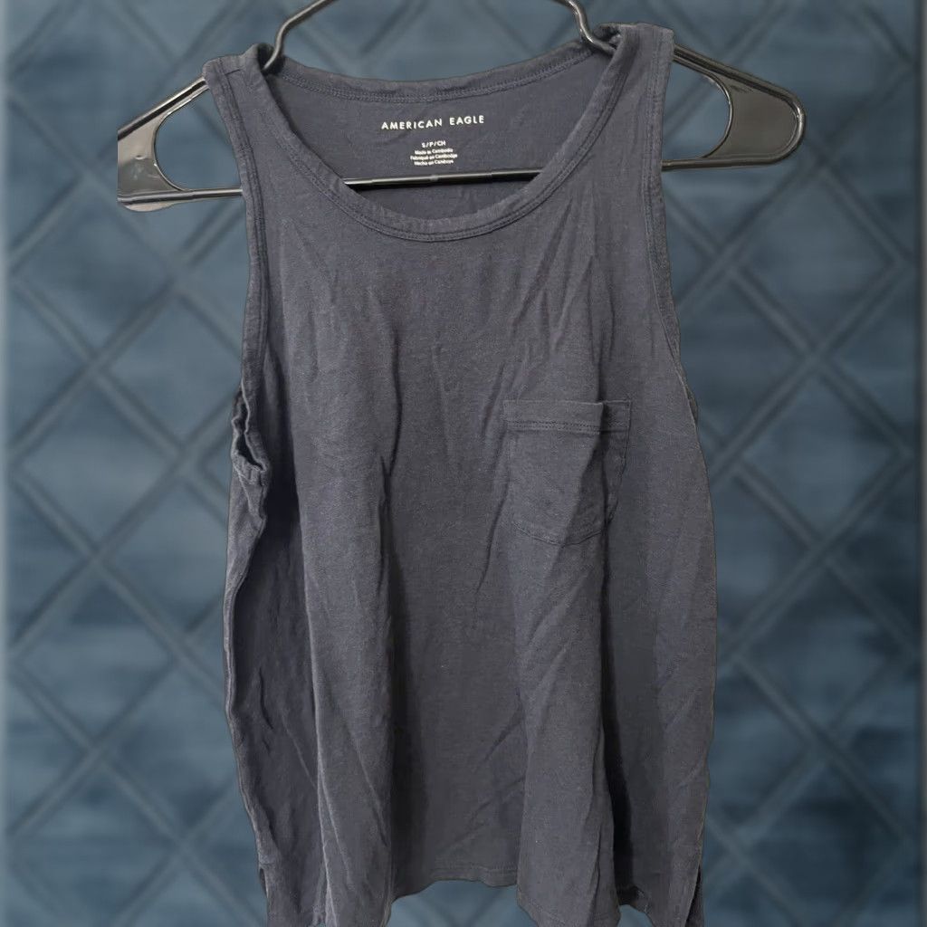 American Eagle Outfitters VINTAGE American Eagle Outfitters Womens Tank Top Sleeveless Spaghetti Strap V-Neck Polka Dot Gray Small Size S / US 4 / IT 40 - 1 Thumbnail