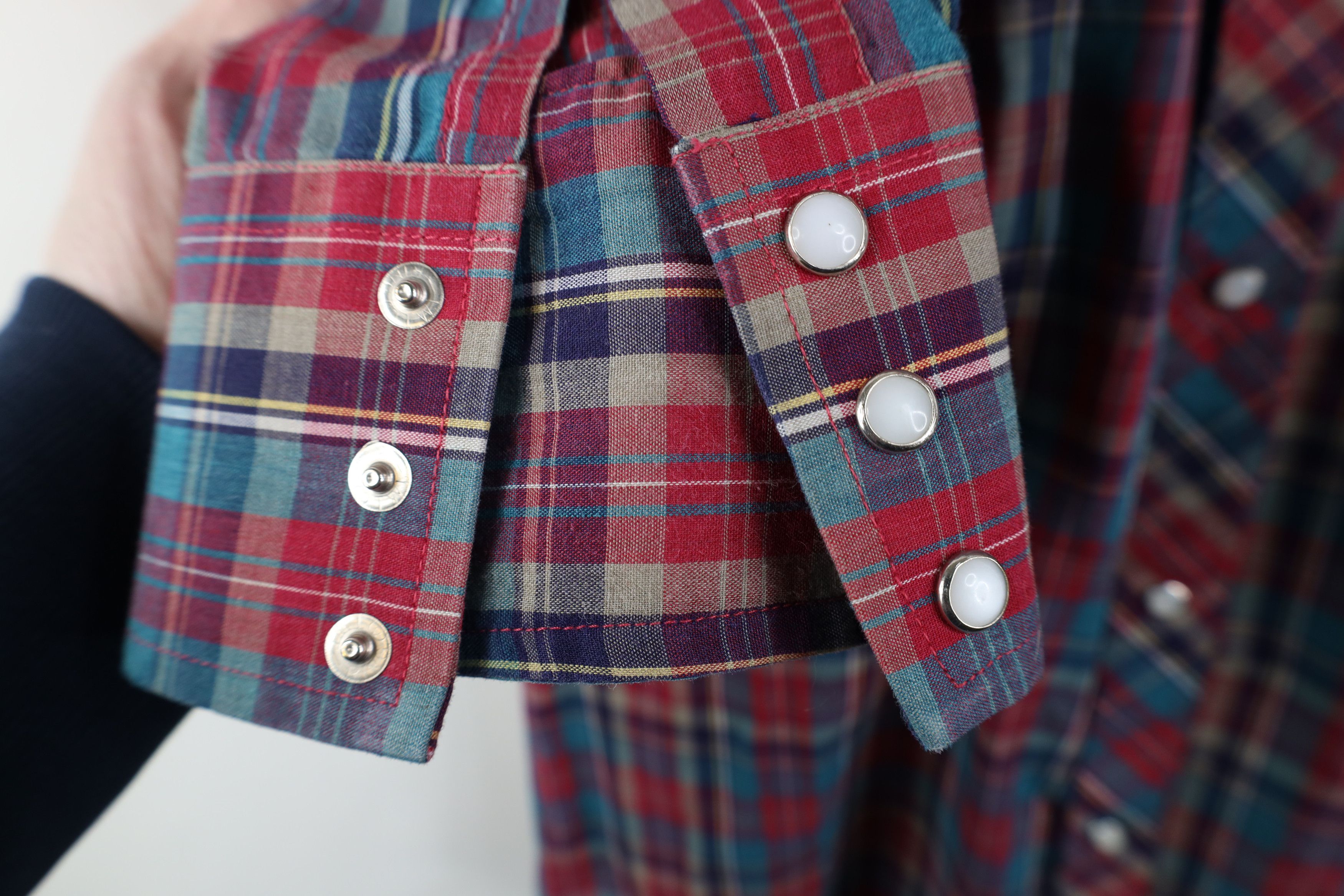 Vintage Vintage 70s Streetwear Madras Western Snap Button Shirt Size US L / EU 52-54 / 3 - 6 Thumbnail