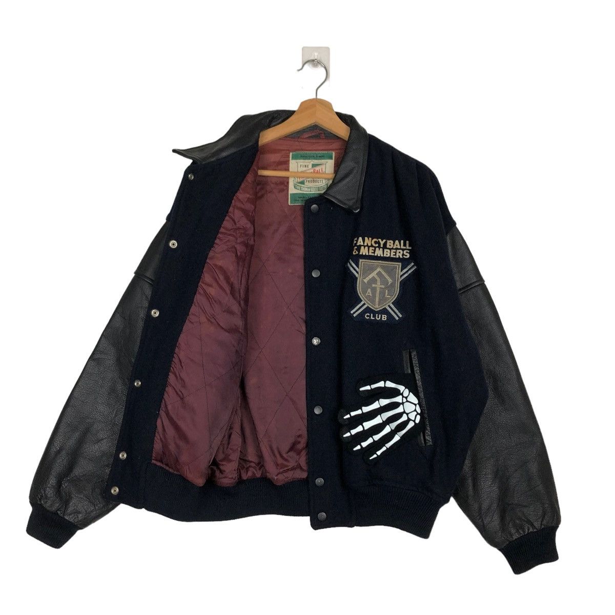Japanese Brand 🔥VINTAGE LEATHER VARSITY JACKET FANCY BALL SPELLOUT BIGLOGO Size US L / EU 52-54 / 3 - 5 Thumbnail