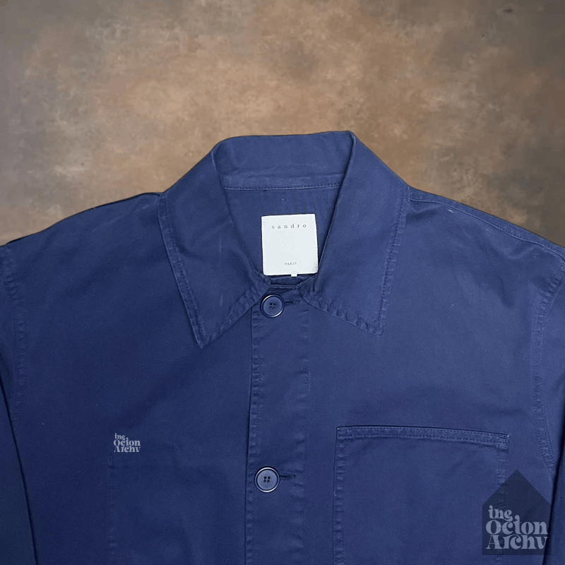 Sandro Size XL Sandro Cotton Overshirt 'Dark Blue' V7385S Pre-Owned Size US XL / EU 56 / 4 - 4 Thumbnail