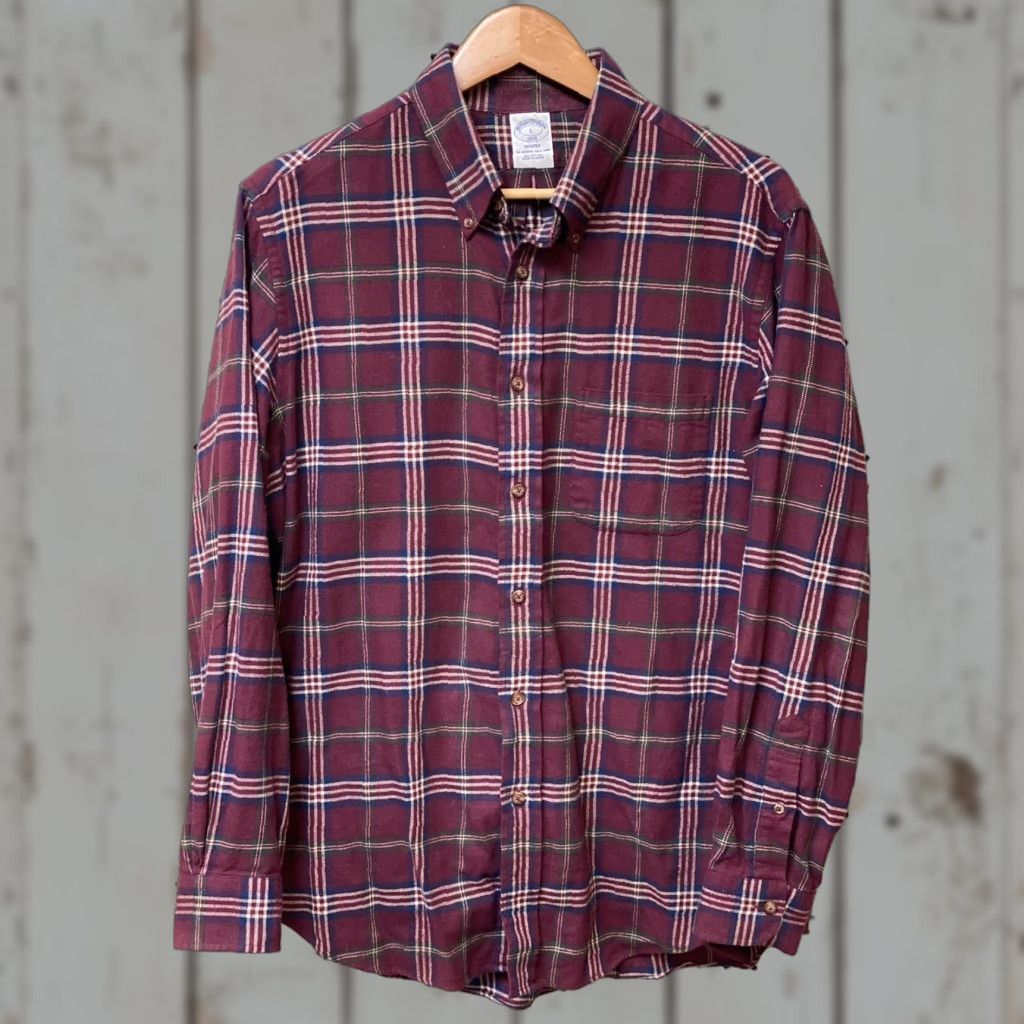 Brooks Brothers Brooks Brothers 1818 Cotton Long Sleeve Button Plaid Shirt Maroon Blue Large L Mens Shirt Plaid Button-Up Button-Down Pattern Size US L / EU 52-54 / 3 - 1 Thumbnail