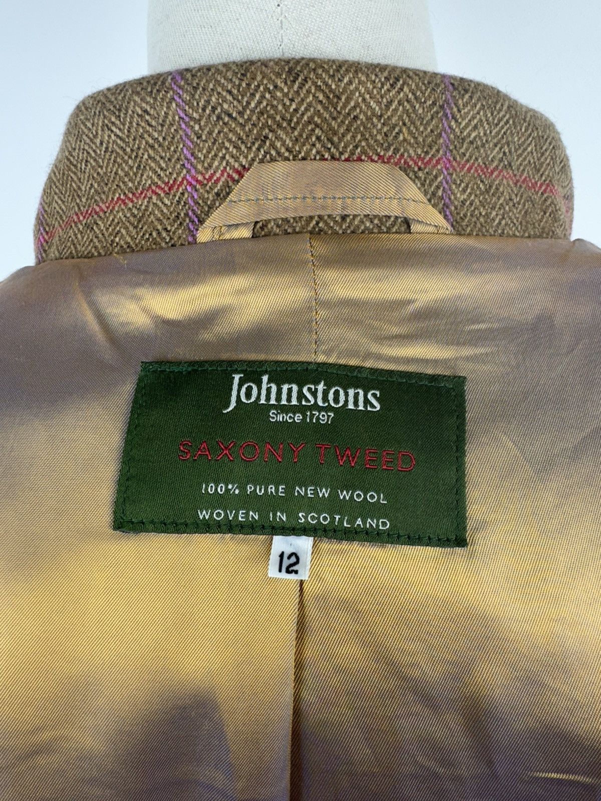 Designer × Johnstons Of Elgin × Vintage Women’s Johnstons Saxony Tweed Wool Coat size 12 Size M / US 6-8 / IT 42-44 - 7 Thumbnail