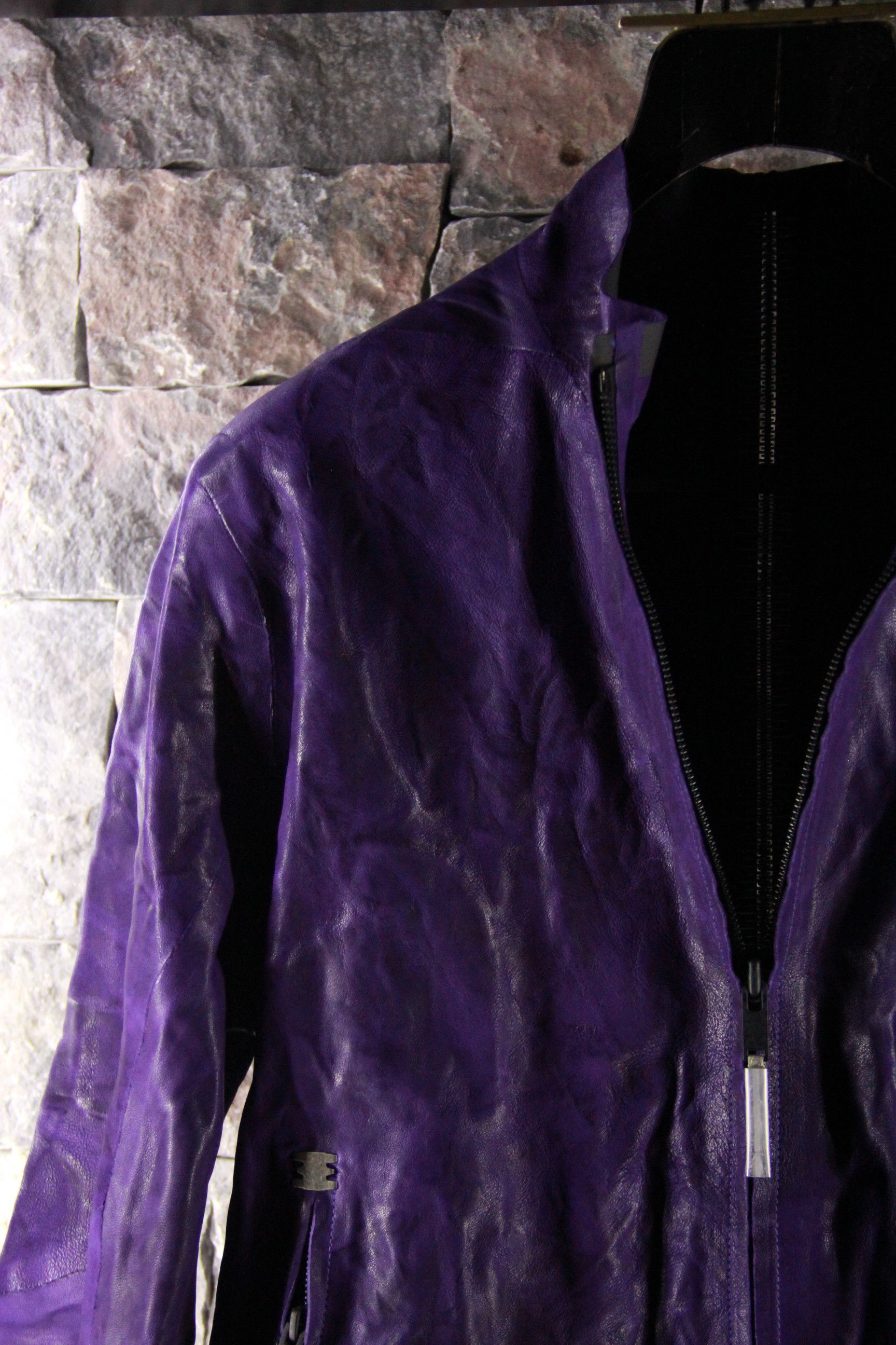 Isaac Sellam Experience Rick Owens Purple Iron Spine Leather Jacket Size US L / EU 52-54 / 3 - 3 Thumbnail