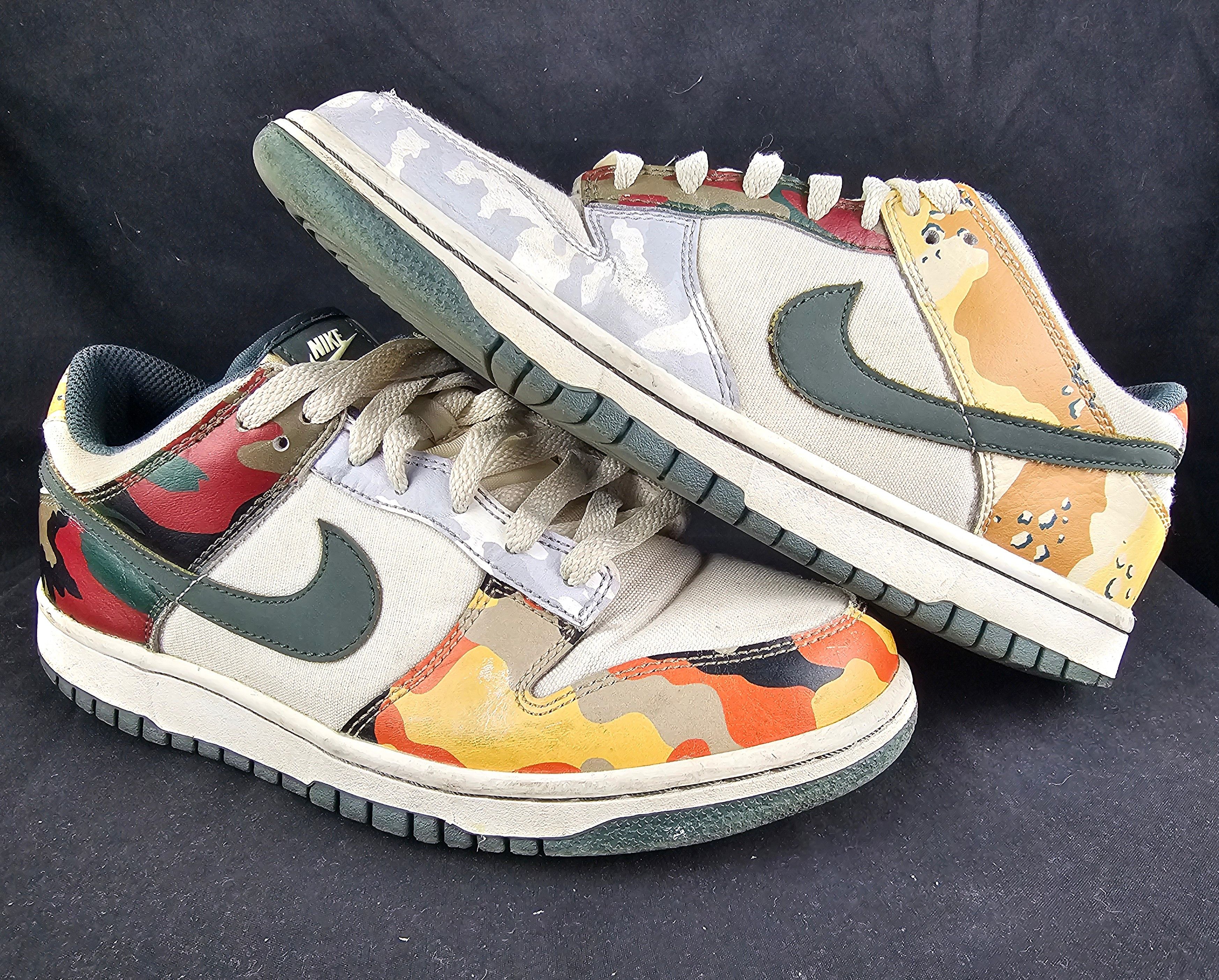 Nike Nike Dunk Low GS SE Multi-Camo Sail Green Youth Size 7Y USED Size US 7 / EU 40 - 1 Thumbnail