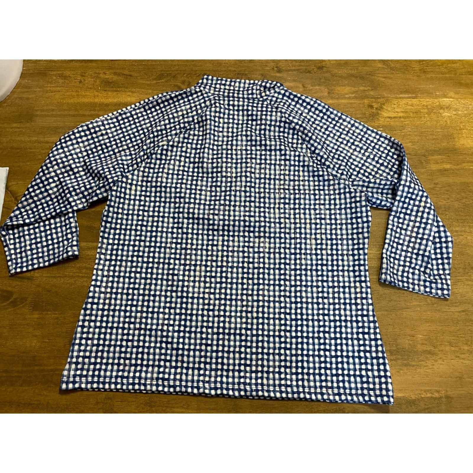 Vintage Chico's Shirt, Women, Long Sleeve, 1/4 Zip Up, Sparkle, Blue White, Size 12, Casual Travel, Men's? Wait. Size XL / US 12-14 / IT 48-50 - 2 Thumbnail