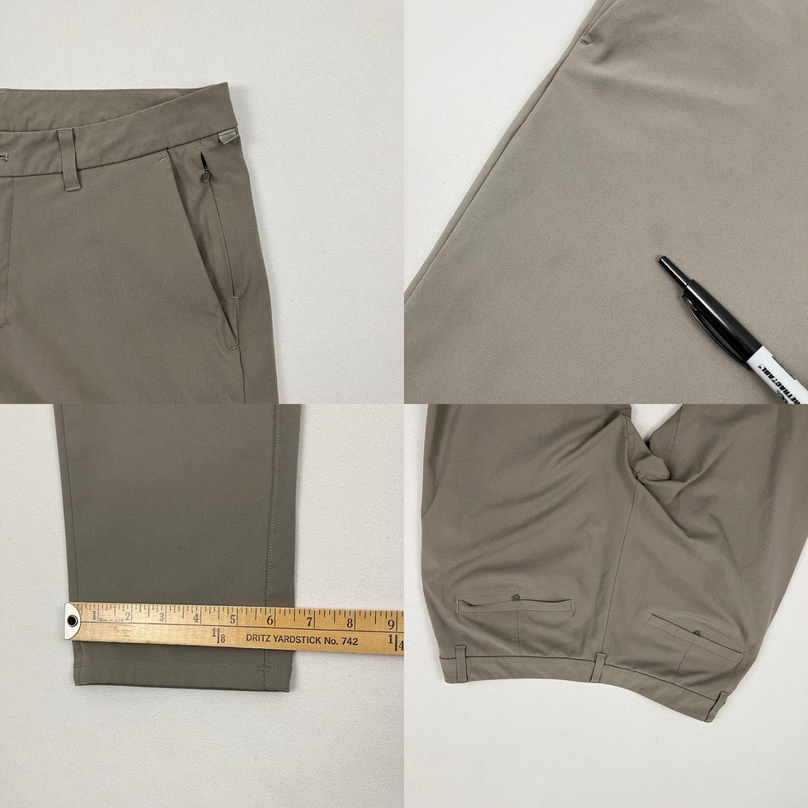 Lululemon Lululemon Commission Mens Pants 34 Slim Chino Tapered 28 Grey Sage Polyester Blend Regular 5-Pocket Breathable Easy Care Zipper Button Logo Size US 34 / EU 50 - 8 Thumbnail