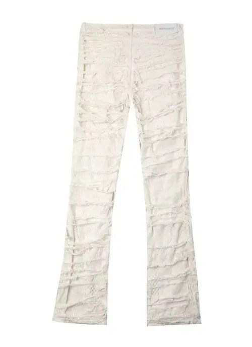 Jean Trendy lace multi-layer ruined heavy industry white jeans Size US 30 / EU 46 - 4 Thumbnail