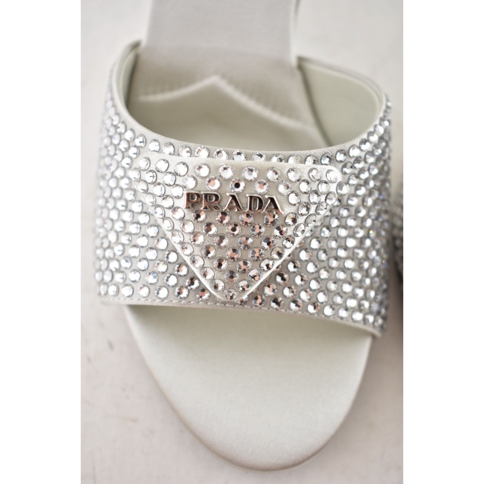 Prada Prada Crystal Satin Stiletto Perla Mule Heel Pump 36 Size US 6 / IT 36 - 10 Thumbnail