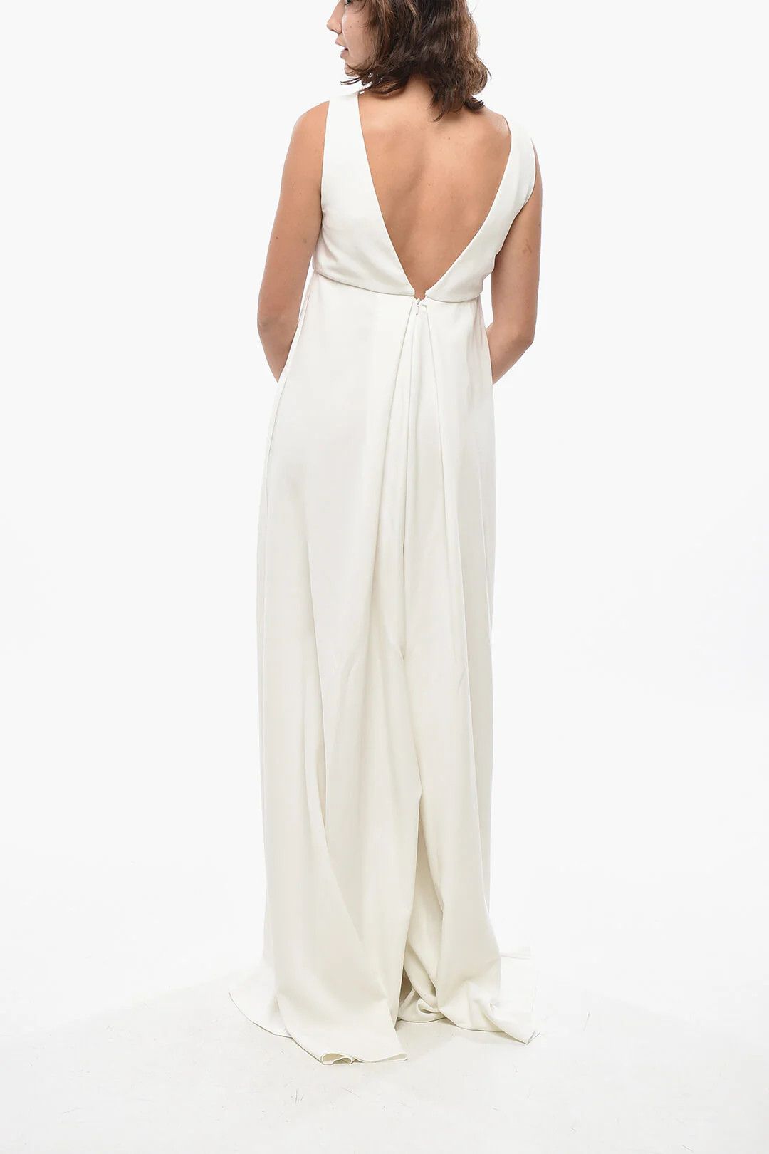 Max Mara og1mm0426 Super Wide-Leg Jumpsuit in White Size 27" / US 4 / IT 40 - 2 Thumbnail