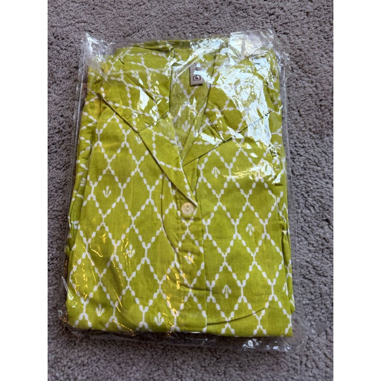 & Other Stories NWOT Vibrant Lime Green Diamond Print Button-Front Coord Set Size S / US 4 / IT 40 - 2 Thumbnail