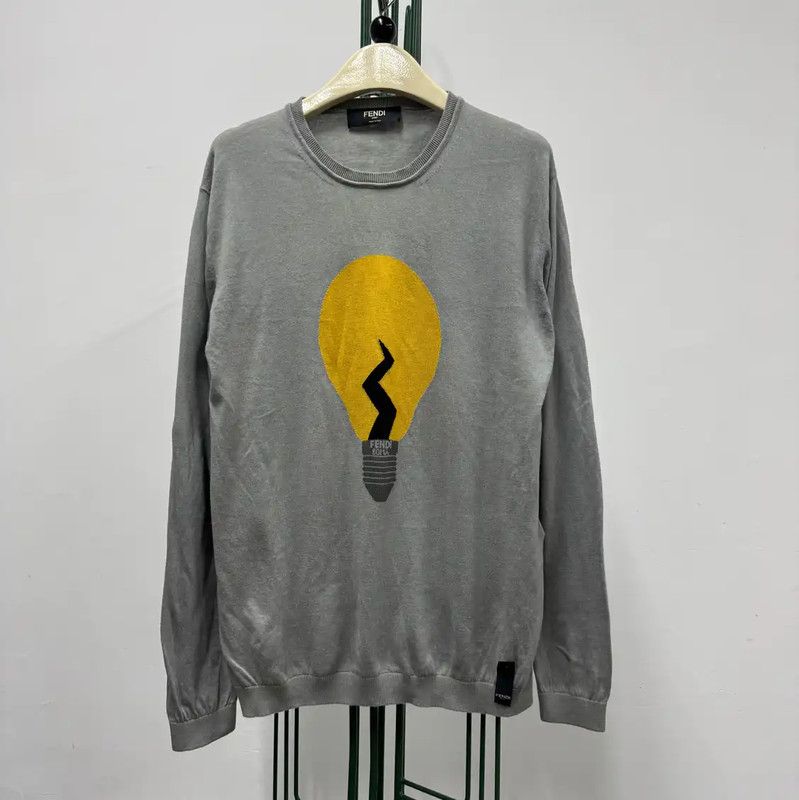 Fendi Fendi Men's Gray Cotton Long Sleeve Knit Sweatshirt 0089 Size US M / EU 48-50 / 2 - 1 Thumbnail