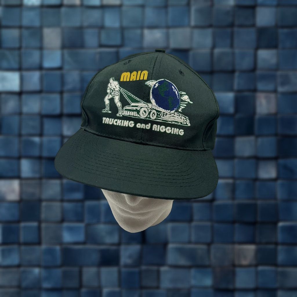 Vintage VINTAGE Snap-Back Hat Cap Main Trucking And Rigging Green One Size Men Adjustable 80s 90s Retro Trucking Theme Cap Snapback Vintage Size ONE SIZE - 1 Thumbnail
