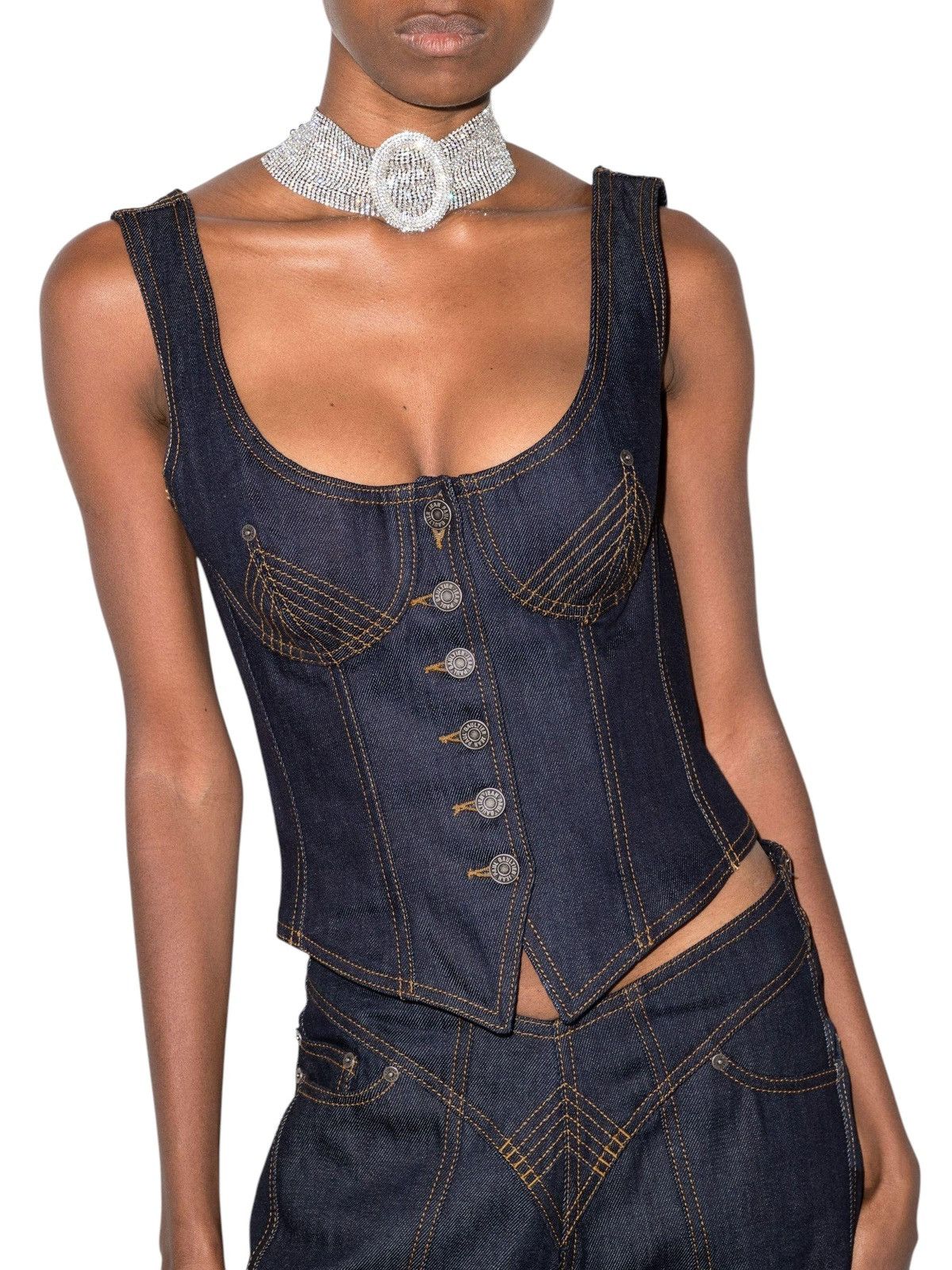 Jean Paul Gaultier Denim Bustier Corset Top Size S / US 4 / IT 40 - 2 Thumbnail