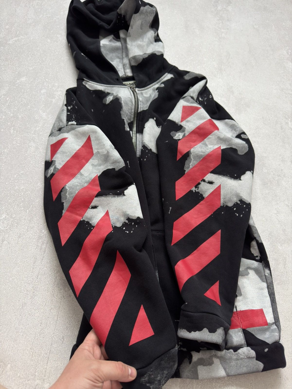 Japanese Brand × Off-White Off-White Oversized Liquid Spots Zip Hoodie Size US XS / EU 42 / 0 - 16 Thumbnail