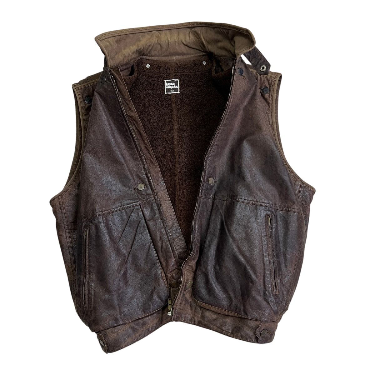 Issey Miyake 🔥 80s Issey Miyake Men Cargo Cowhide Leather shearling liner Size US M / EU 48-50 / 2 - 6 Thumbnail