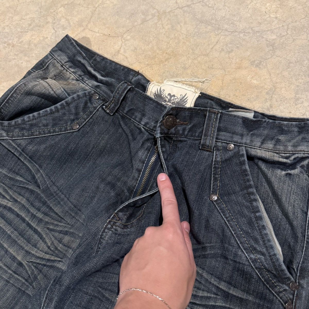 Japanese Brand 2000s Fusai Mud Wash Faded Baggy Jeans Hysteric Y2K ERD Hedi Size US 34 / EU 50 - 9 Thumbnail