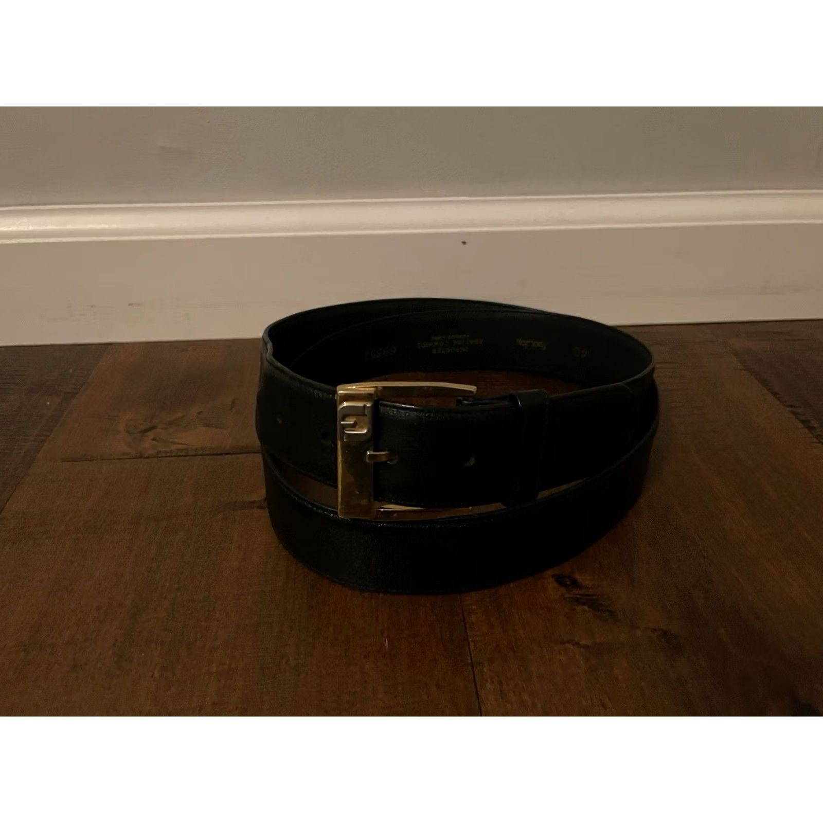 Footjoy FootJoy Black Leather Belt Gold Hardware Analine Cowhide 69351 1.5" Men's 40 Size 40 - 2 Thumbnail