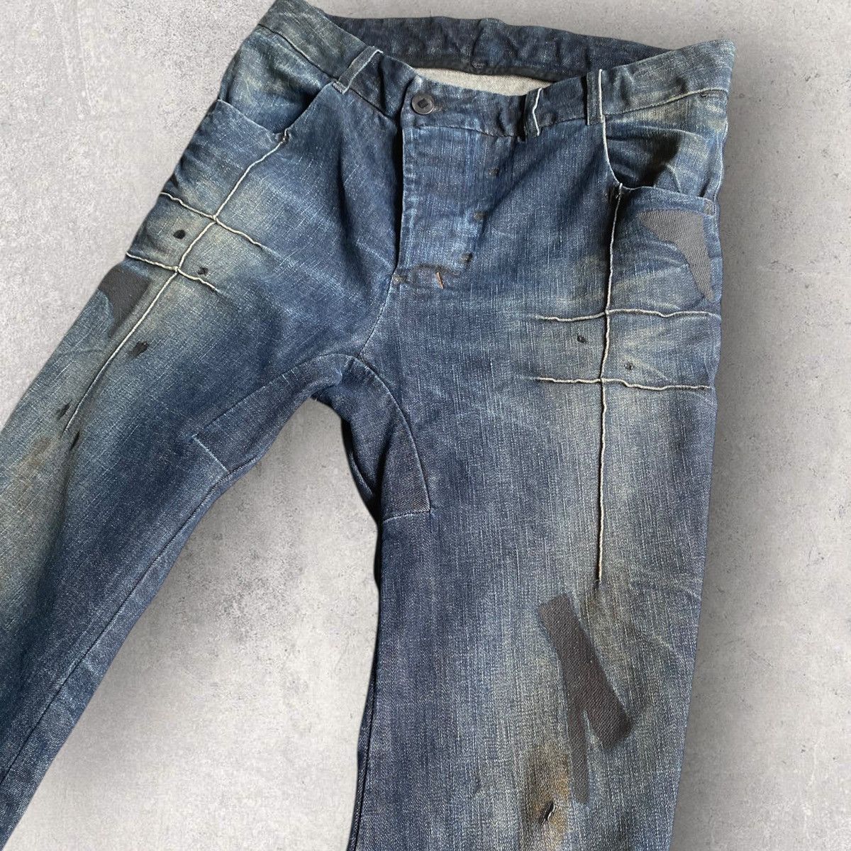 Boris Bidjan Saberi AW21 P13 Tight Fit Dirty Dark Denim Size US 34 / EU 50 - 3 Thumbnail